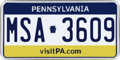 PA license plate MSA3609