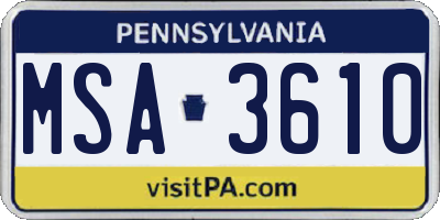 PA license plate MSA3610