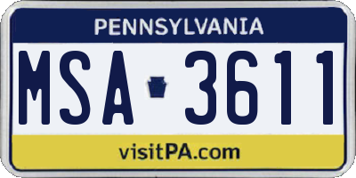 PA license plate MSA3611