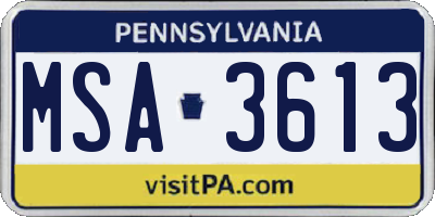 PA license plate MSA3613