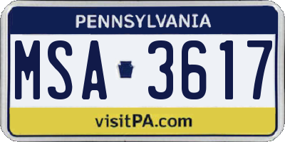 PA license plate MSA3617