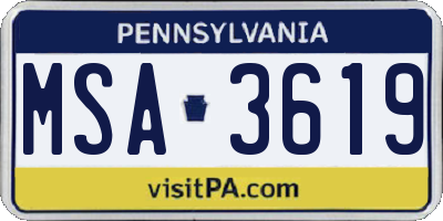 PA license plate MSA3619