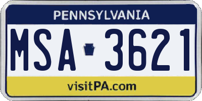 PA license plate MSA3621