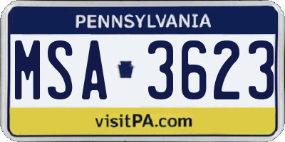 PA license plate MSA3623