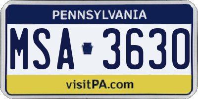 PA license plate MSA3630