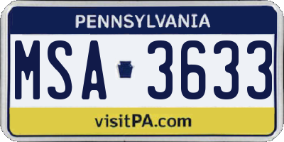 PA license plate MSA3633