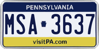 PA license plate MSA3637