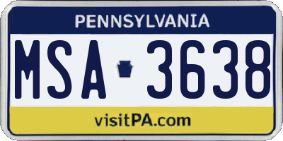 PA license plate MSA3638