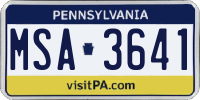 PA license plate MSA3641