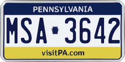 PA license plate MSA3642