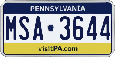 PA license plate MSA3644