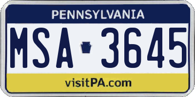 PA license plate MSA3645