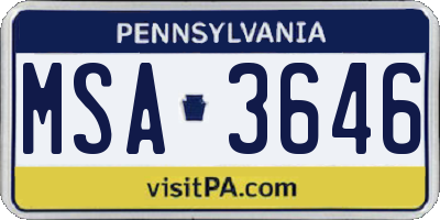 PA license plate MSA3646