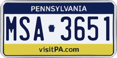 PA license plate MSA3651