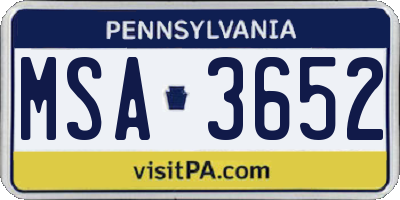 PA license plate MSA3652