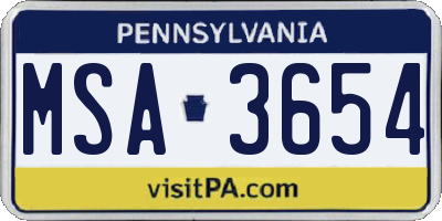 PA license plate MSA3654
