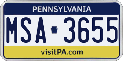 PA license plate MSA3655