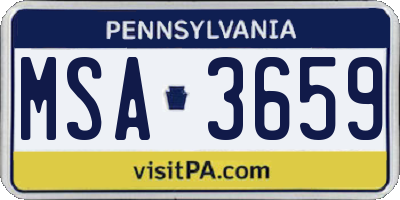 PA license plate MSA3659