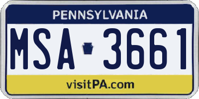 PA license plate MSA3661