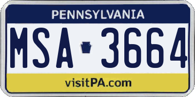 PA license plate MSA3664