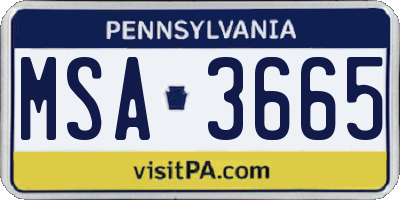 PA license plate MSA3665