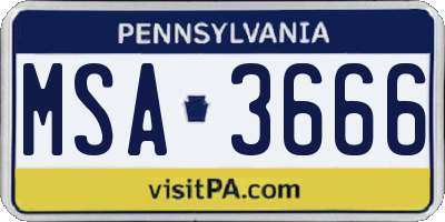 PA license plate MSA3666