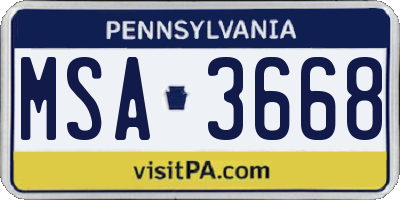 PA license plate MSA3668