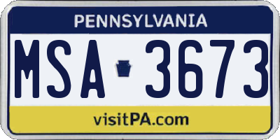 PA license plate MSA3673
