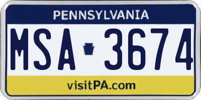 PA license plate MSA3674