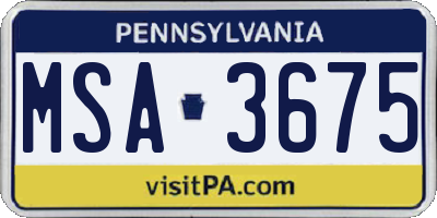 PA license plate MSA3675