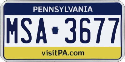 PA license plate MSA3677