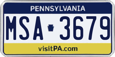 PA license plate MSA3679