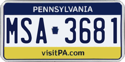 PA license plate MSA3681
