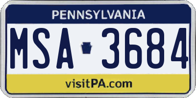PA license plate MSA3684