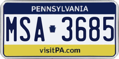 PA license plate MSA3685