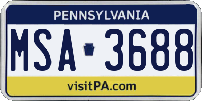 PA license plate MSA3688