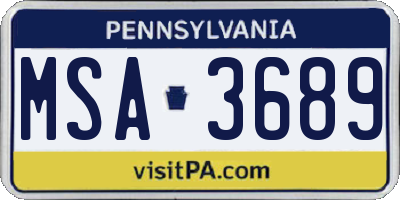 PA license plate MSA3689