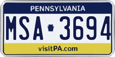 PA license plate MSA3694
