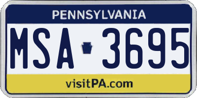 PA license plate MSA3695
