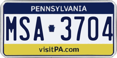 PA license plate MSA3704