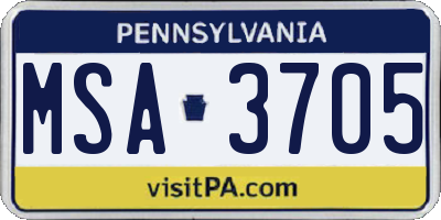 PA license plate MSA3705