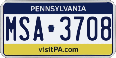 PA license plate MSA3708