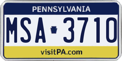 PA license plate MSA3710