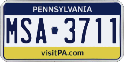 PA license plate MSA3711