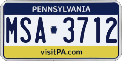 PA license plate MSA3712