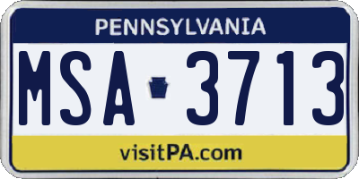PA license plate MSA3713