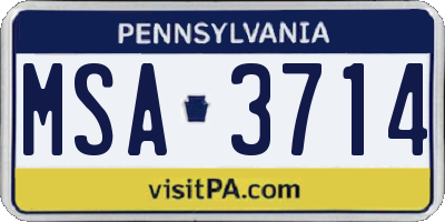 PA license plate MSA3714