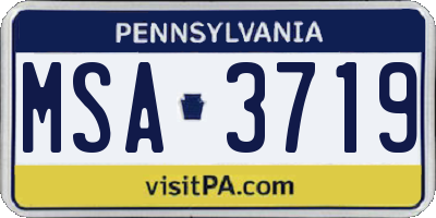PA license plate MSA3719