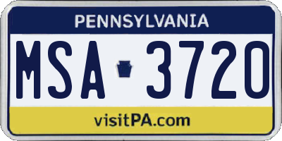 PA license plate MSA3720