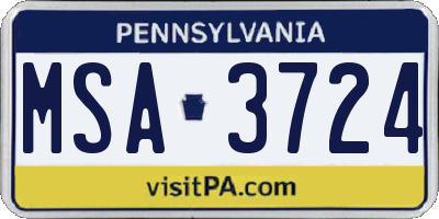 PA license plate MSA3724
